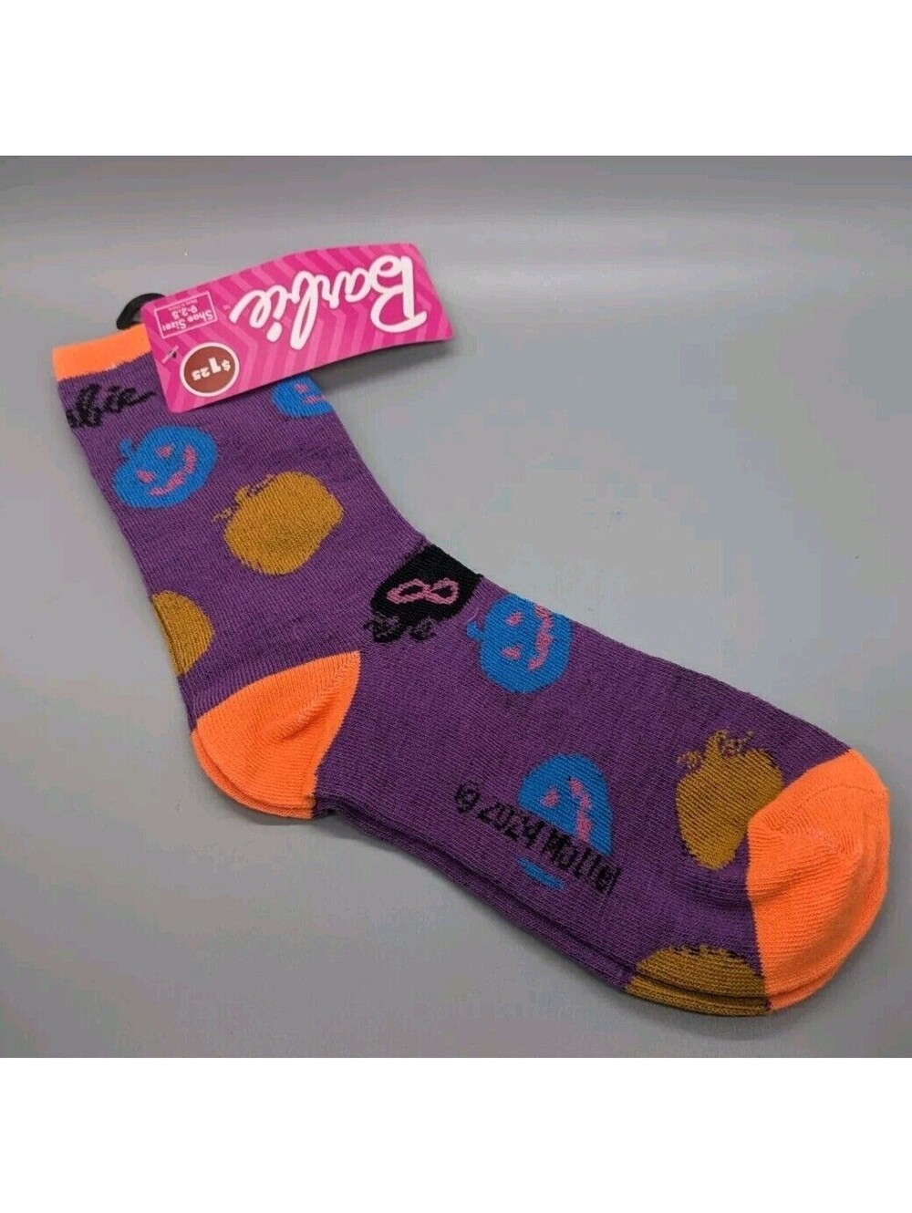 Barbie Halloween Socks Purple Blue Pumpkins Kids 9-2.5 Viral Mattel